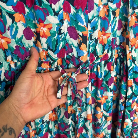 Fresha London scarlet tulips print midi dress size XS long sleeve - Picture 9 of 15